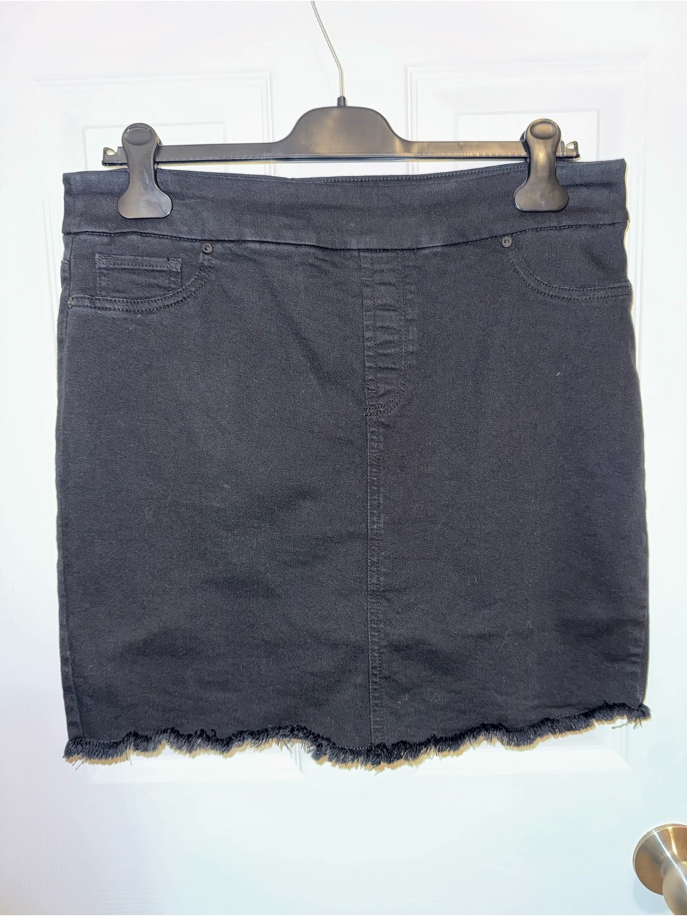 Chico's Black Frayed-Hem Mini Skirt